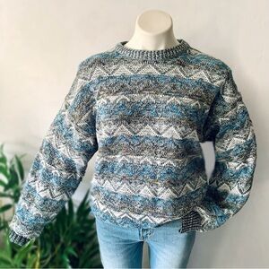 v i n t a g e :: Slouchy Textured Zigzag Grandpa Knit Sweater